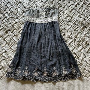 Bluebird strapless dress with empire waist and lace detail, size M